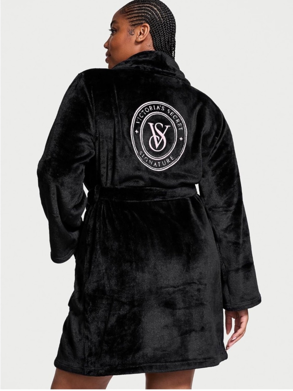 Victoria's Secret Black Plush Signature Robe